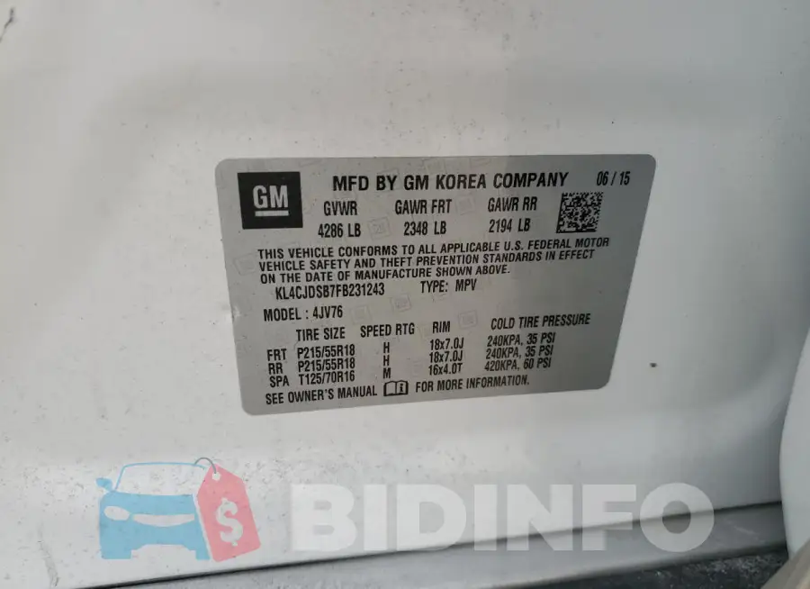 KL4CJDSB7FB231243 Photo# 12