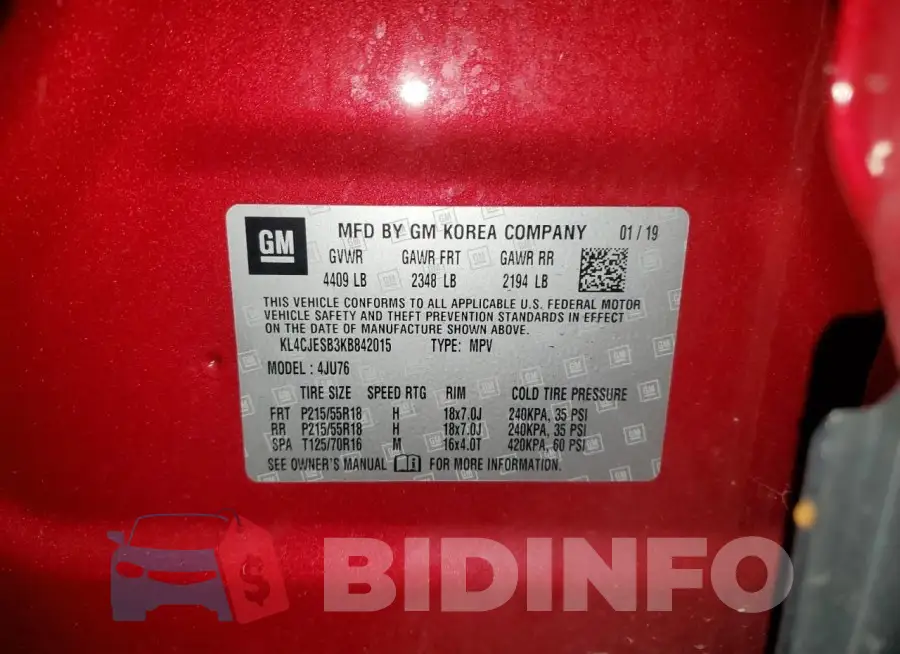 KL4CJESB3KB842015 Photo# 12