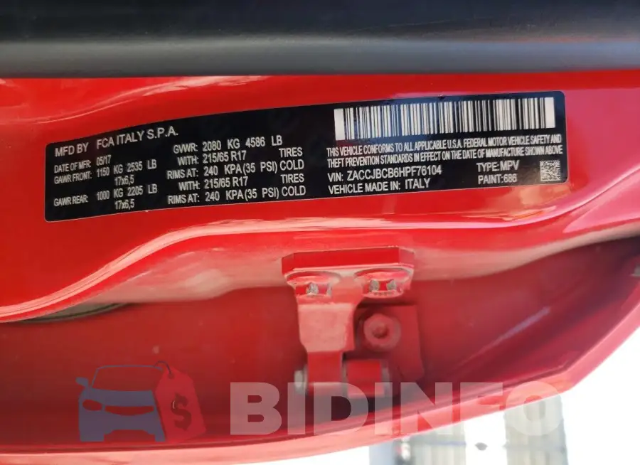 ZACCJBCB6HPF76104 Photo# 13