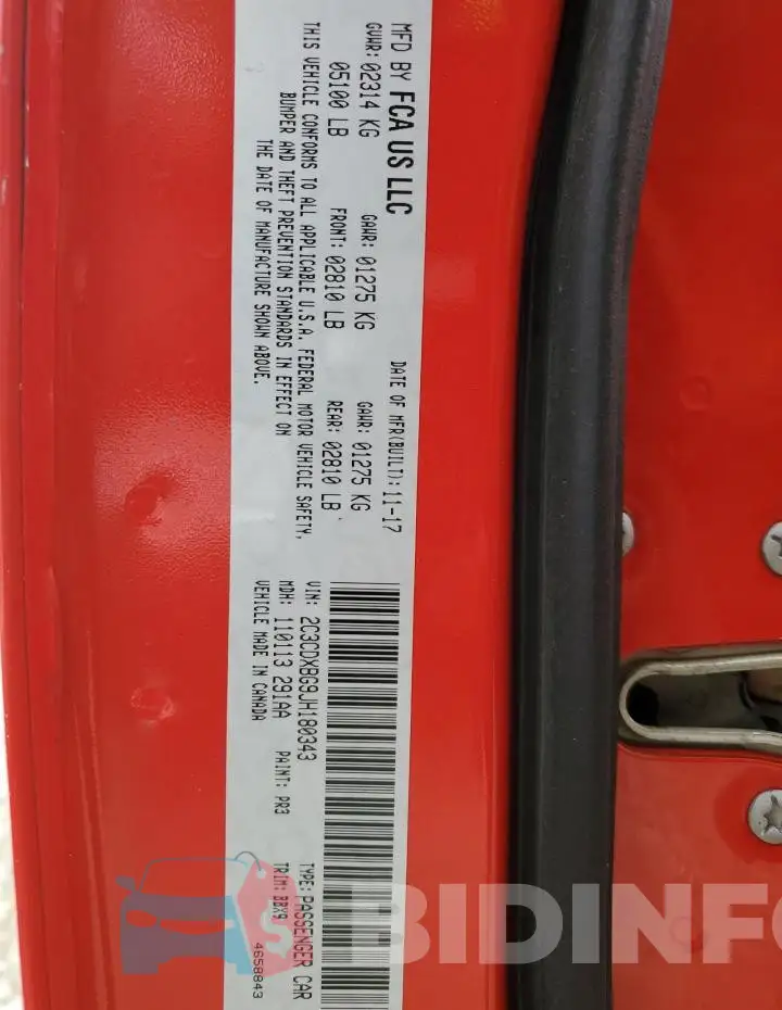 2C3CDXBG9JH180343 Photo# 12