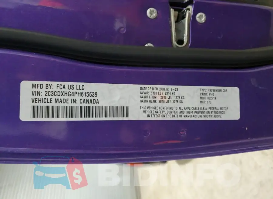 2C3CDXHG4PH615639 Photo# 12
