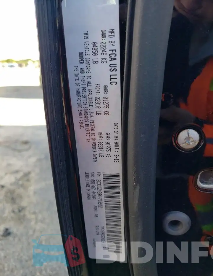 2C3CDZAG9KH718912 Photo# 13