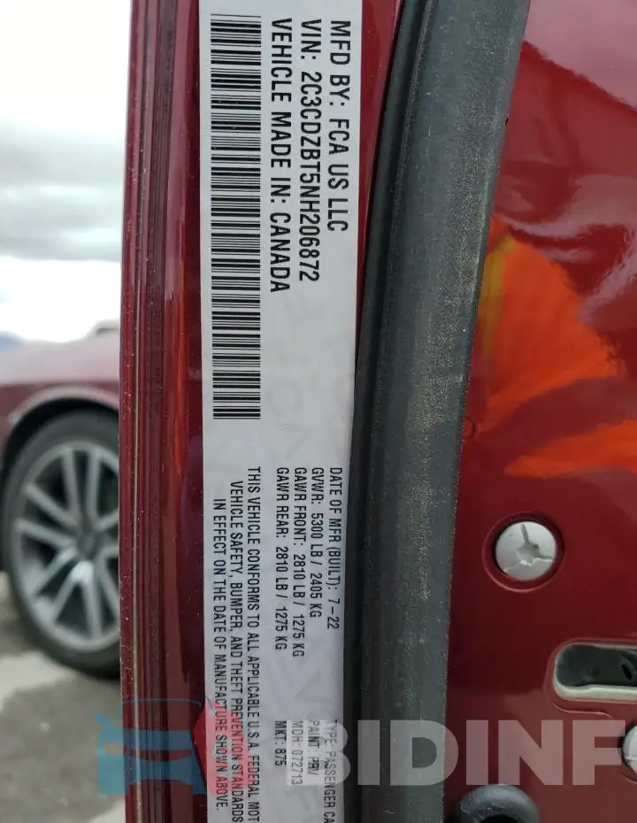 2C3CDZBT5NH206872 Photo# 13