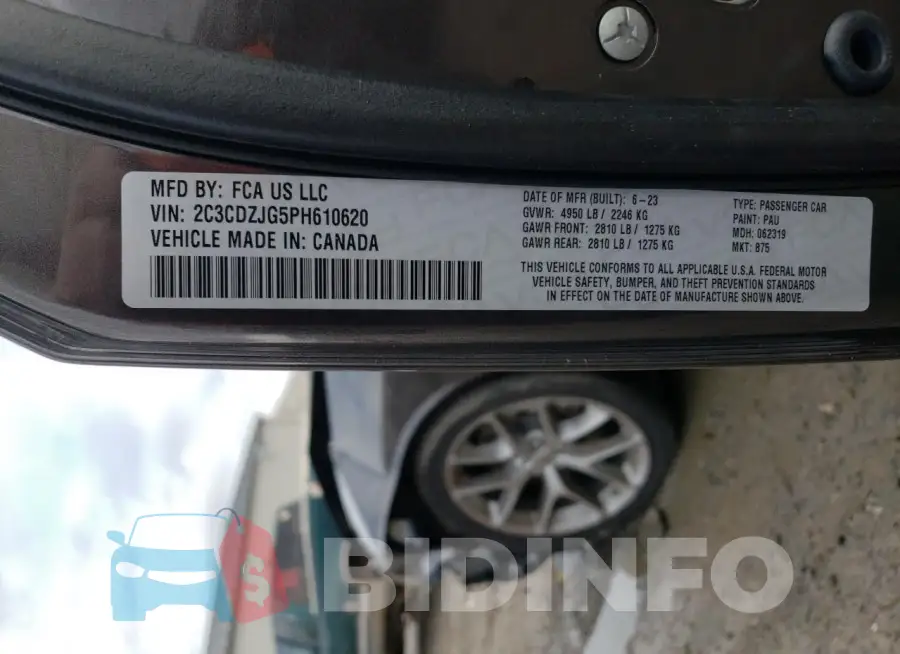 2C3CDZJG5PH610620 Photo# 12