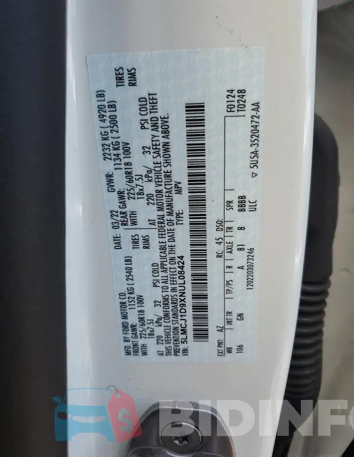 5LMCJ1D9XNUL08424 Photo# 13