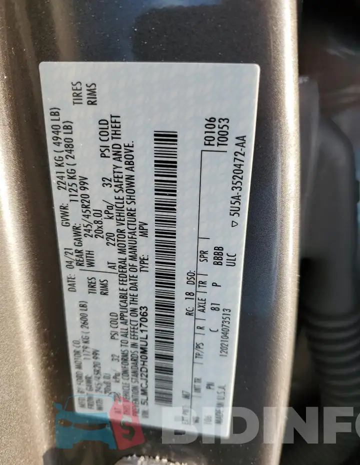 5LMCJ2DH0MUL17063 Photo# 13