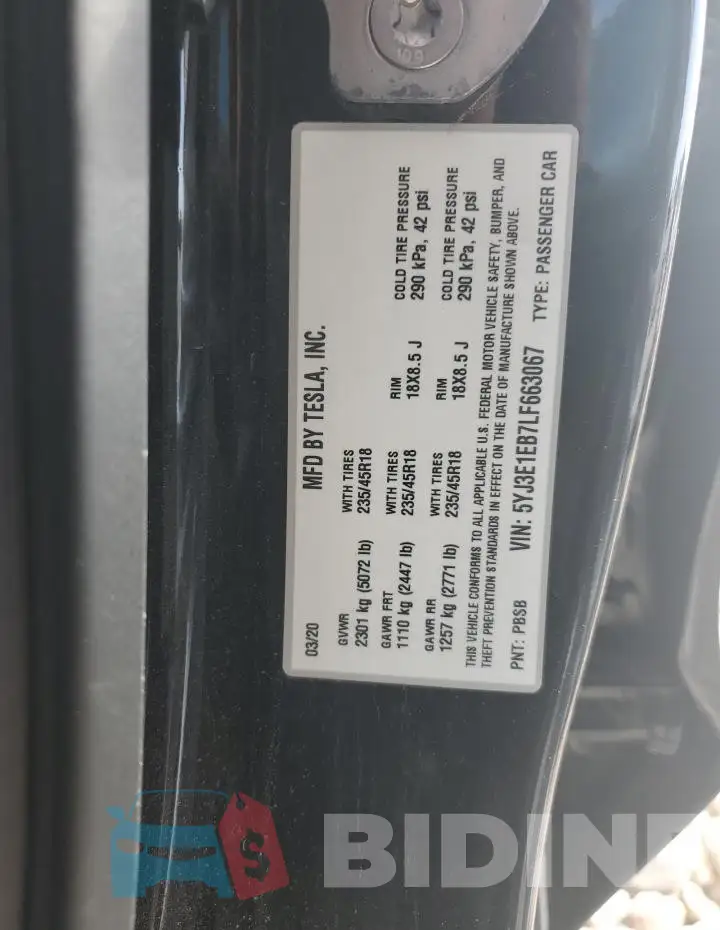 5YJ3E1EB7LF663067 Photo# 12