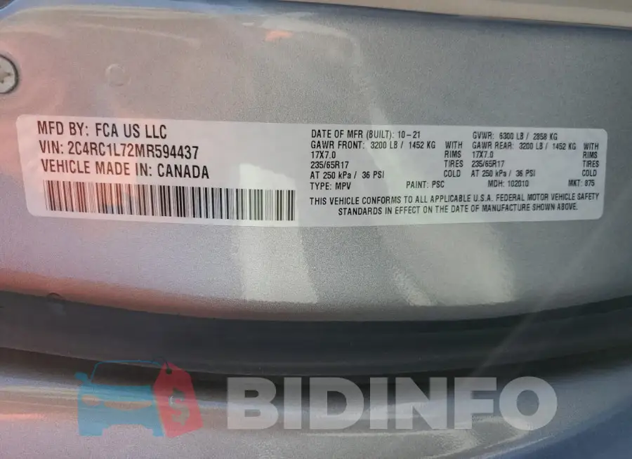 2C4RC1L72MR594437 Photo# 13