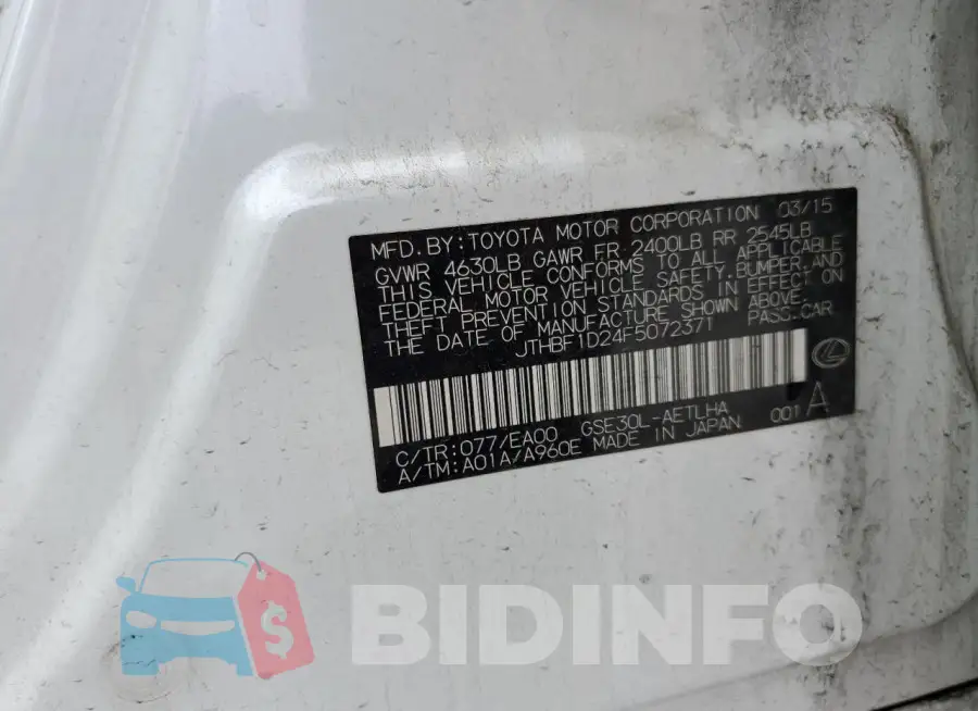 JTHBF1D24F5072371 Photo# 12