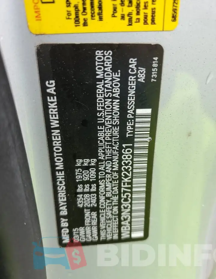 WBA3N3C57FK233861 Photo# 12