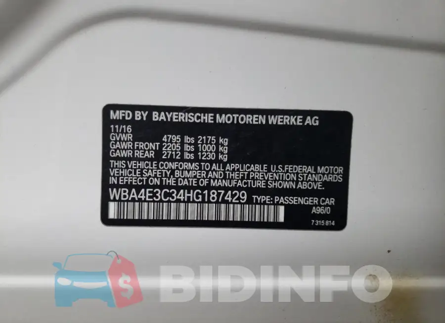 WBA4E3C34HG187429 Photo# 12