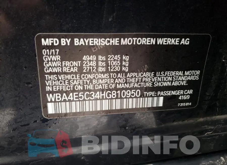 WBA4E5C34HG810950 Photo# 12