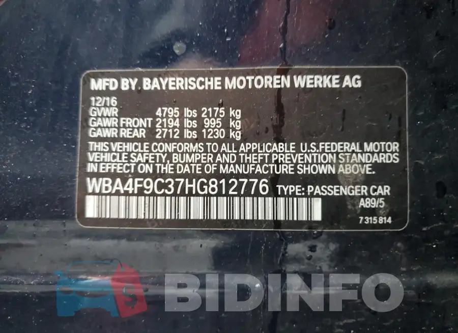 WBA4F9C37HG812776 Photo# 12