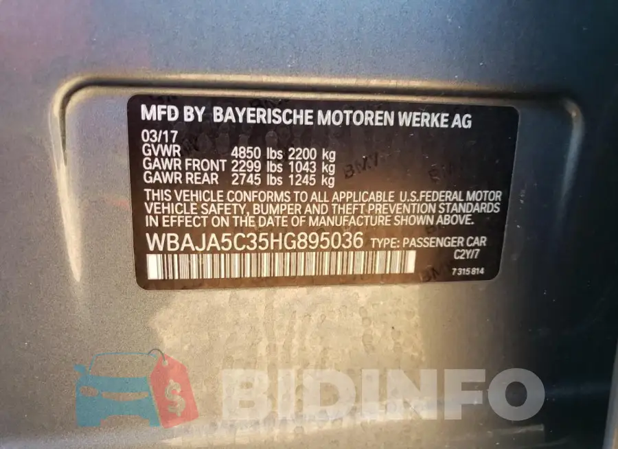 WBAJA5C35HG895036 Photo# 12