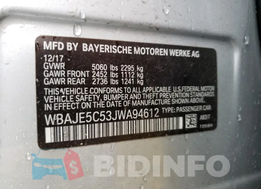 WBAJE5C53JWA94612 Photo# 13