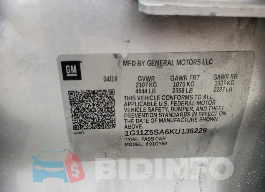 1G11Z5SA6KU136229 Photo# 12