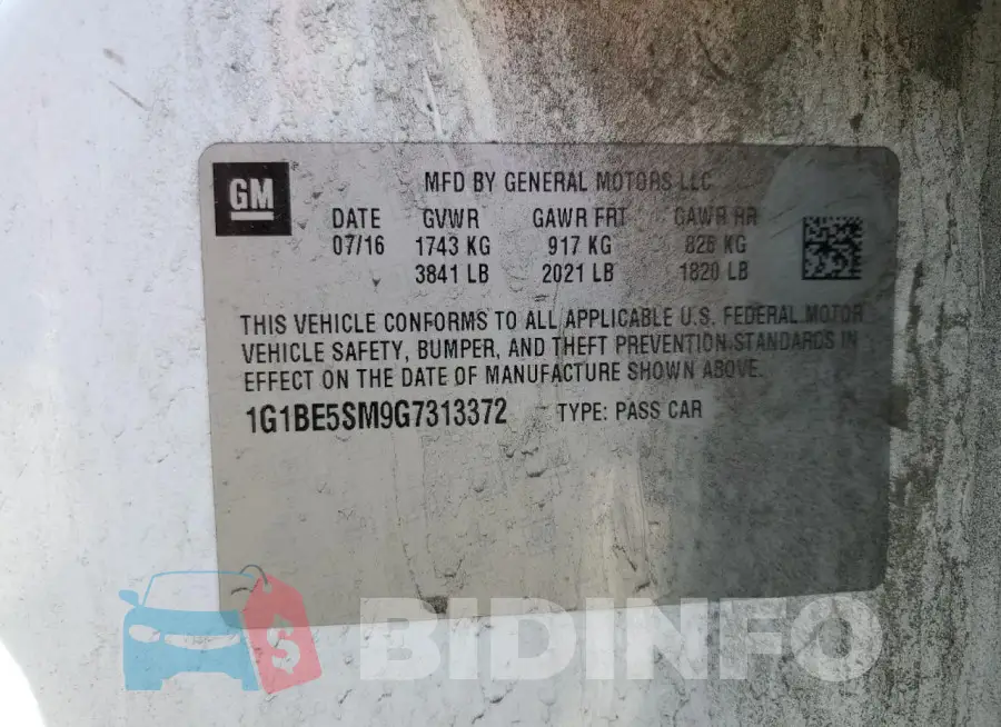 1G1BE5SM9G7313372 Photo# 12