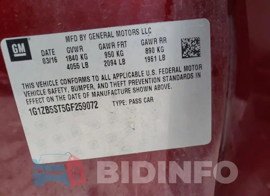 1G1ZB5ST5GF259072 Photo# 13