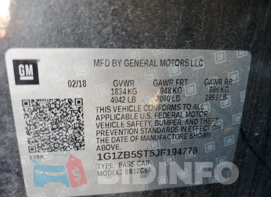 1G1ZB5ST5JF194778 Photo# 13