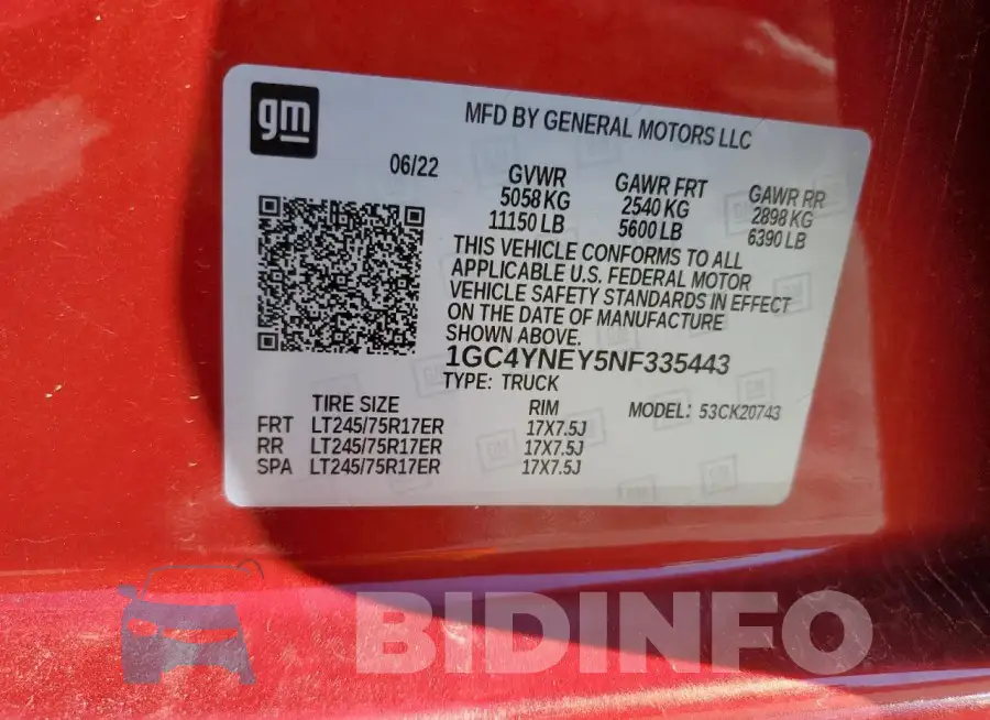 1GC4YNEY5NF335443 Photo# 12