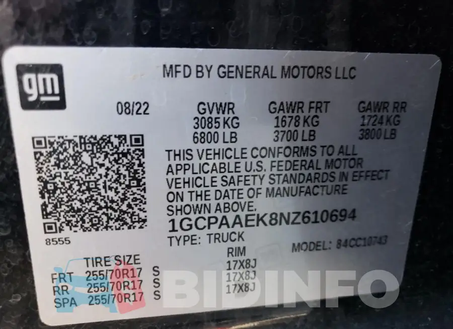 1GCPAAEK8NZ610694 Photo# 12