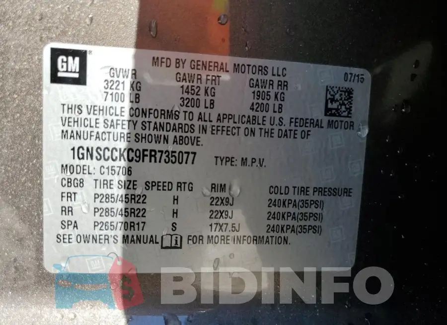 1GNSCCKC9FR735077 Photo# 13