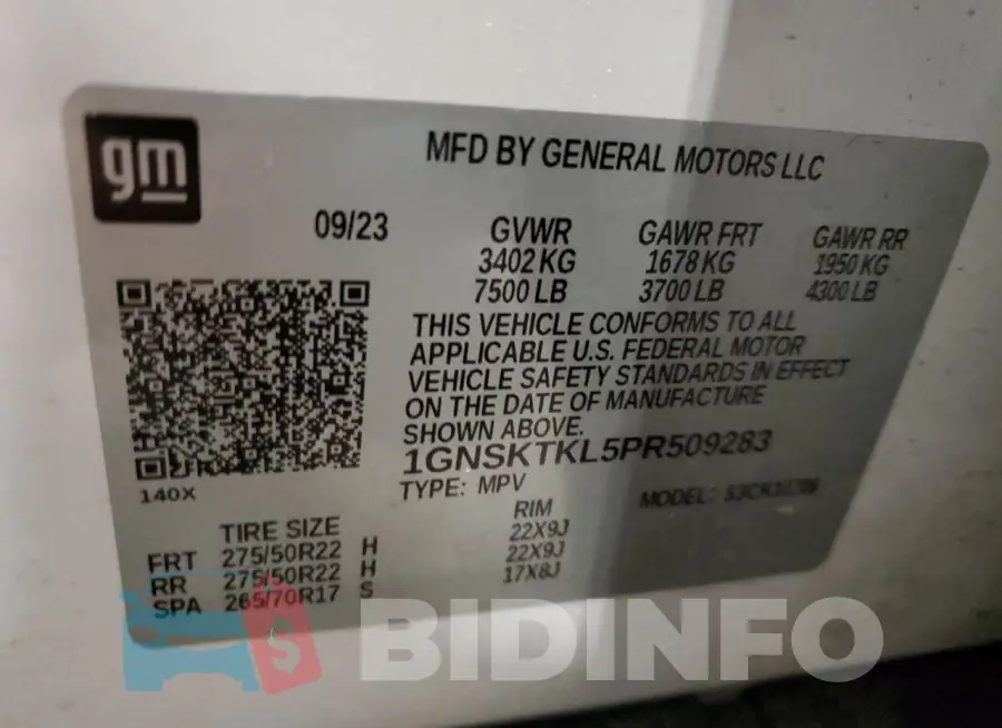 1GNSKTKL5PR509283 Photo# 13