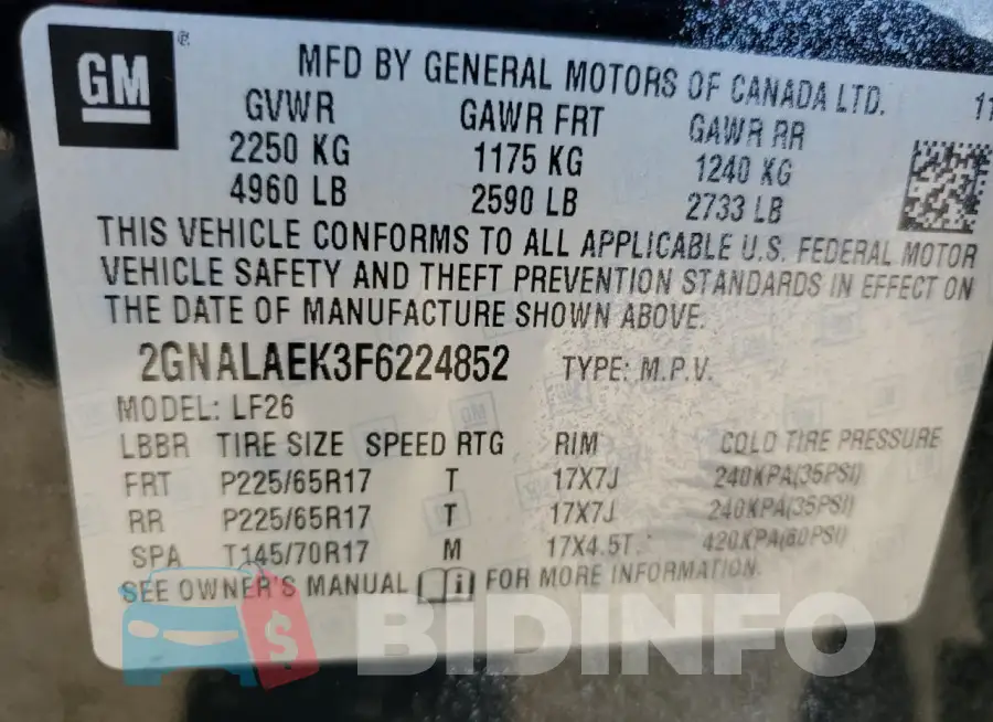 2GNALAEK3F6224852 Photo# 12
