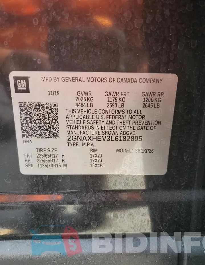 2GNAXHEV3L6182895 Photo# 12