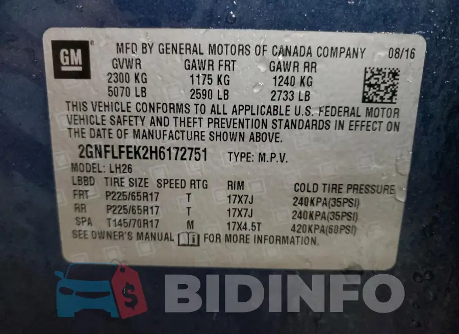 2GNFLFEK2H6172751 Photo# 13