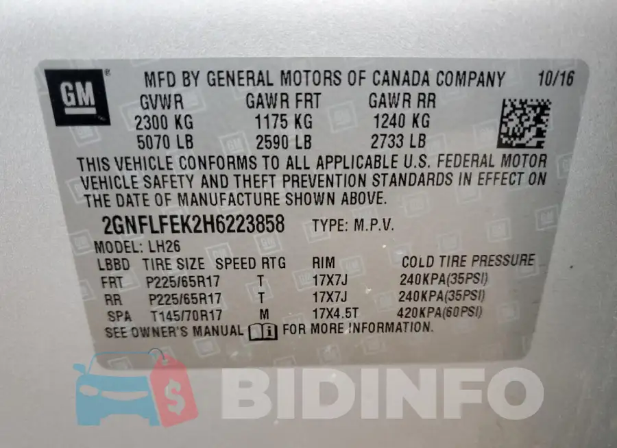 2GNFLFEK2H6223858 Photo# 13