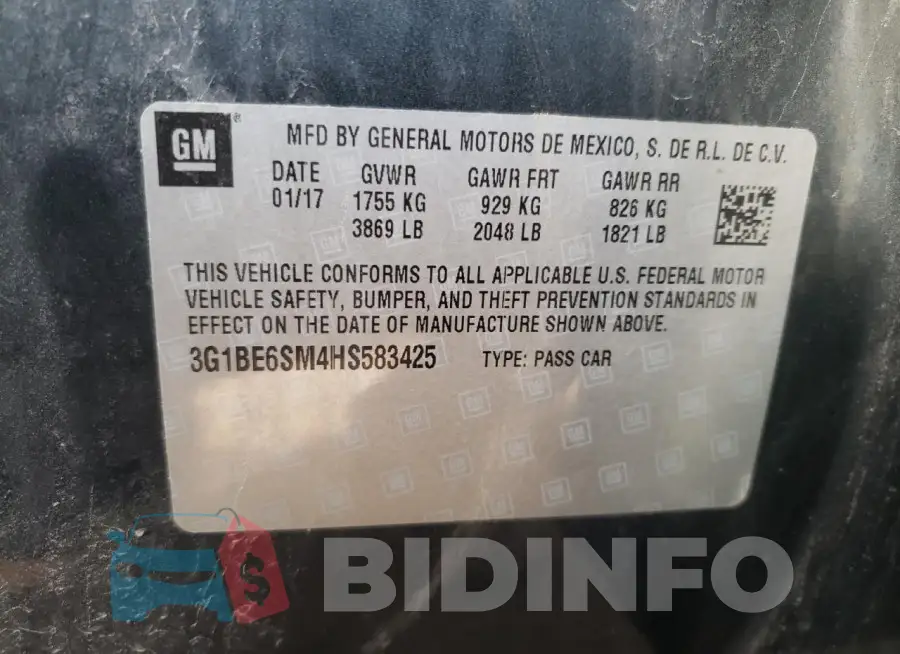 3G1BE6SM4HS583425 Photo# 13