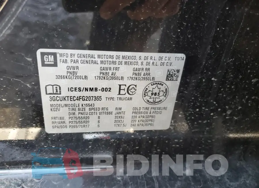 3GCUKTEC4FG207365 Photo# 12