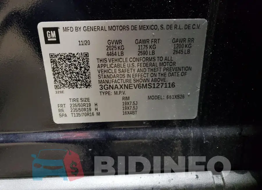 3GNAXNEV6MS127116 Photo# 13