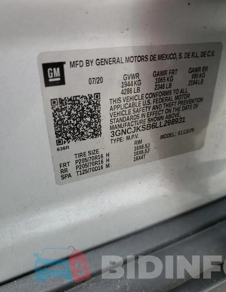 3GNCJKSB6LL298931 Photo# 13