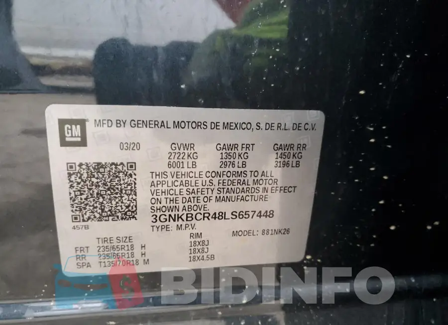3GNKBCR48LS657448 Photo# 13