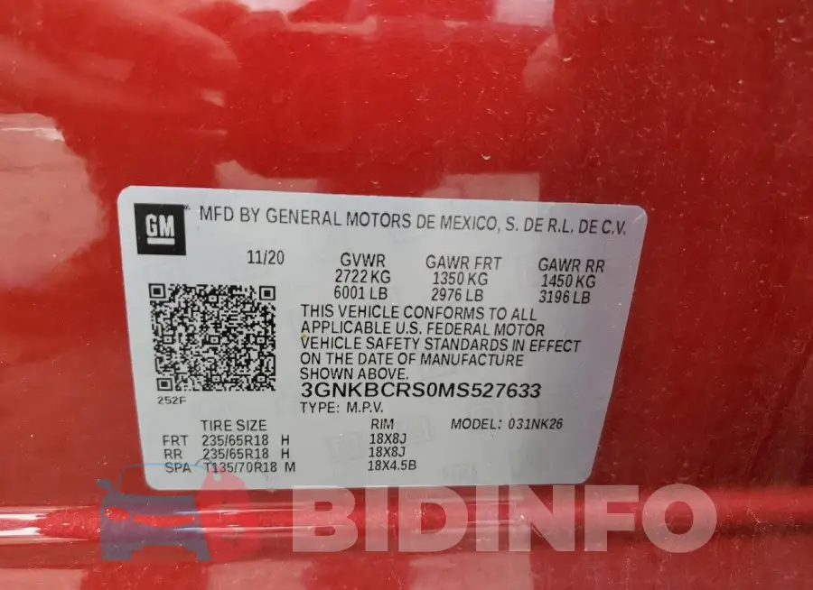 3GNKBCRS0MS527633 Photo# 13