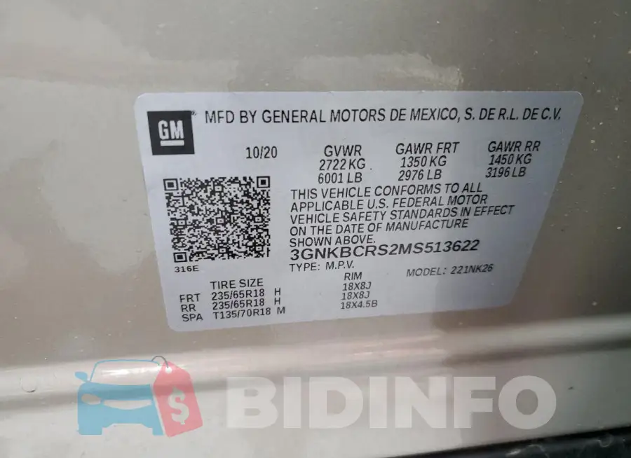 3GNKBCRS2MS513622 Photo# 12