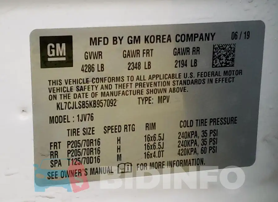 KL7CJLSB5KB957092 Photo# 14