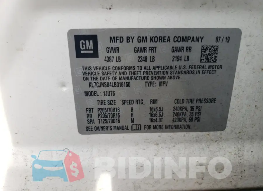 KL7CJNSB4LB016150 Photo# 13