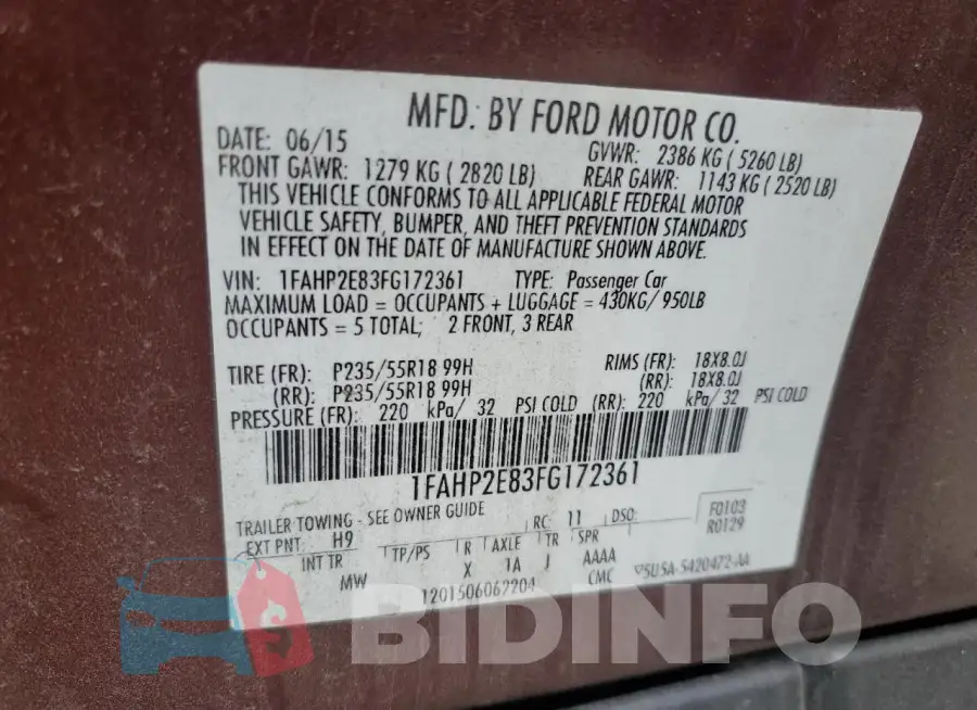 1FAHP2E83FG172361 Photo# 12