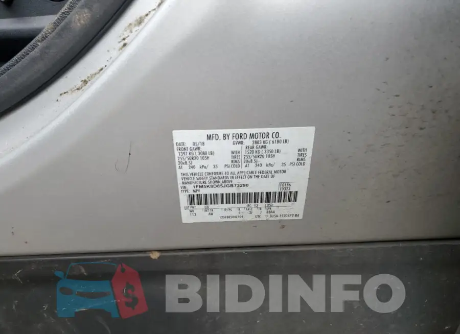 1FM5K8D85JGB73290 Photo# 12