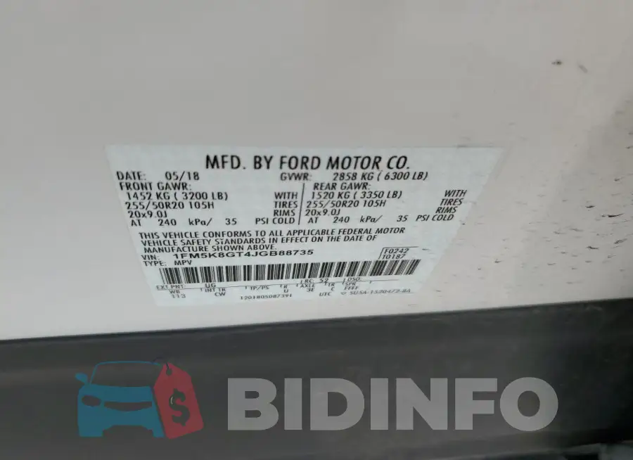 1FM5K8GT4JGB88735 Photo# 13