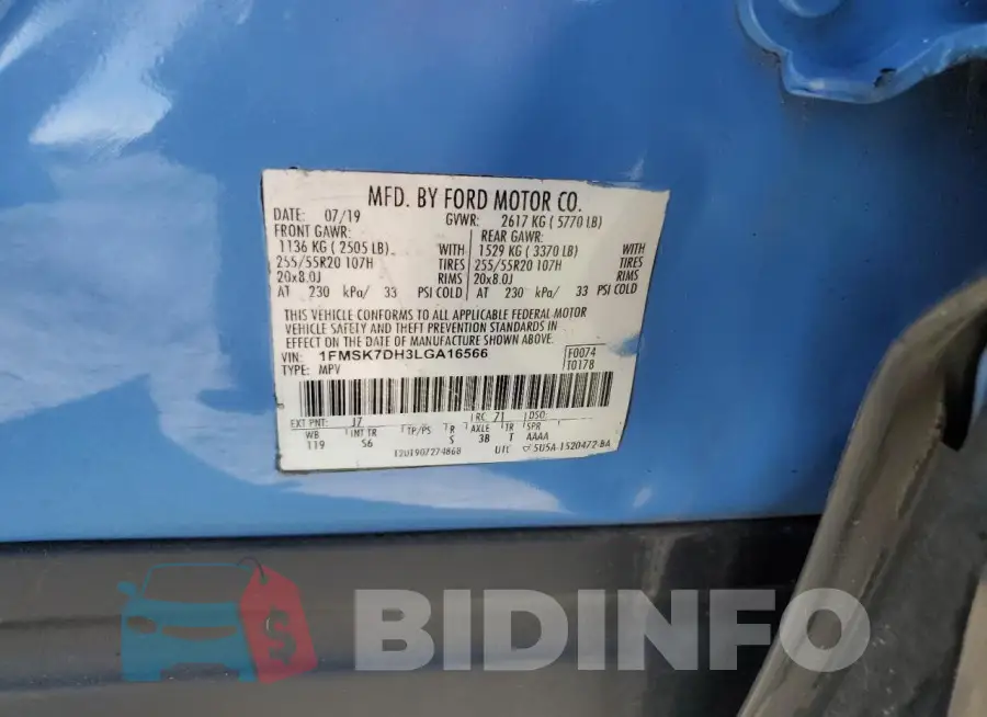 1FMSK7DH3LGA16566 Photo# 14