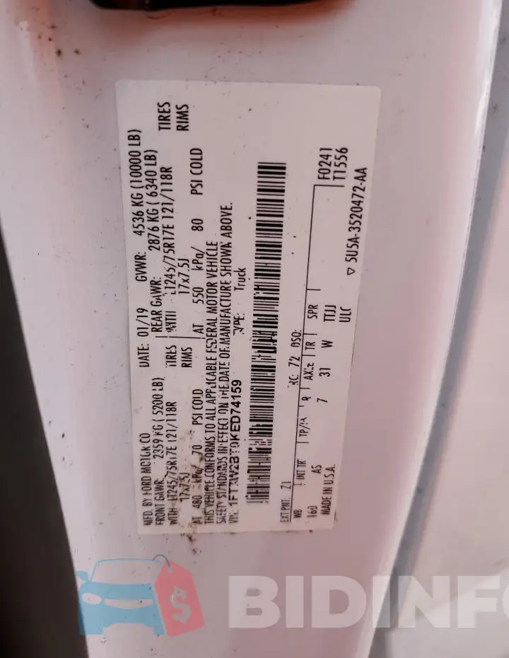 1FT7W2BT0KED74159 Photo# 12
