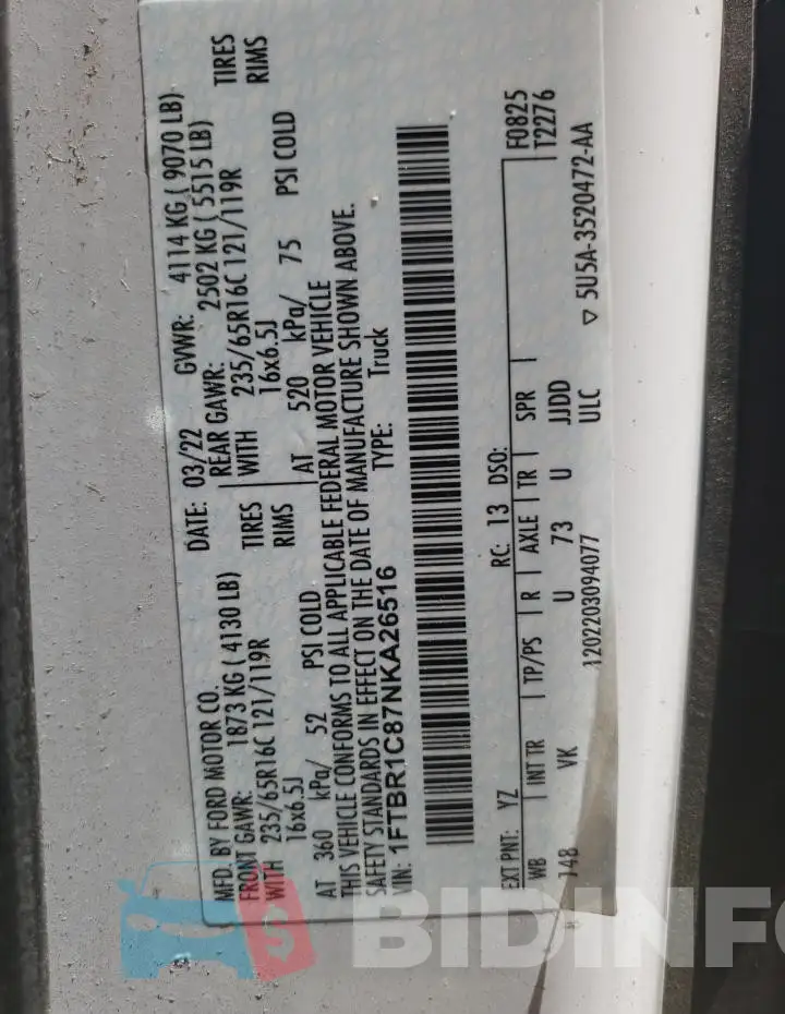 1FTBR1C87NKA26516 Photo# 13