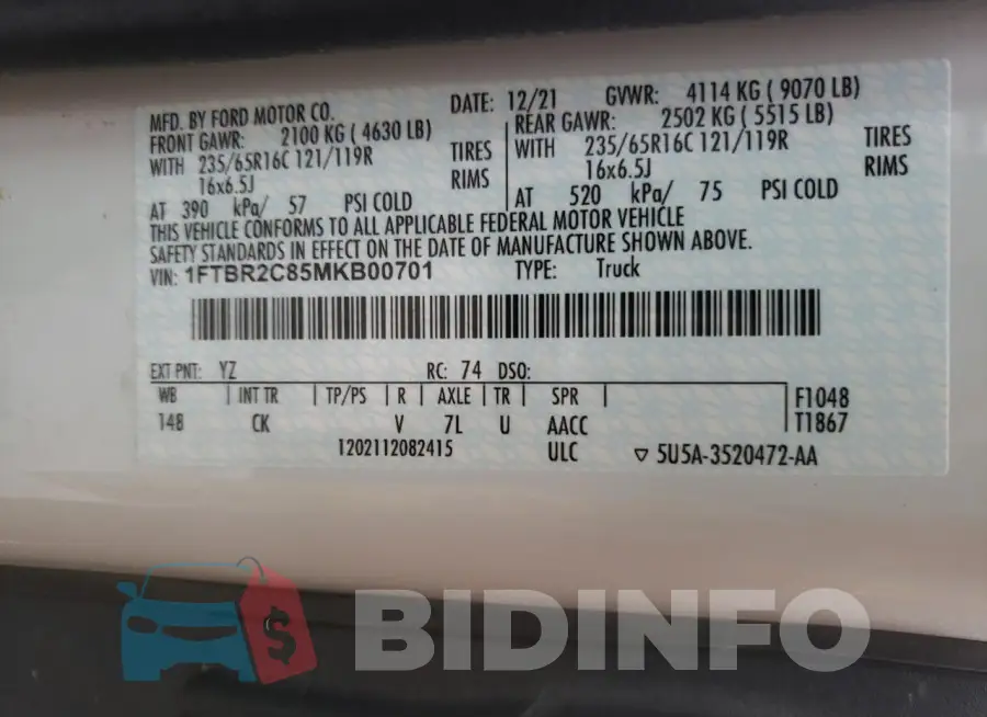 1FTBR2C85MKB00701 Photo# 13