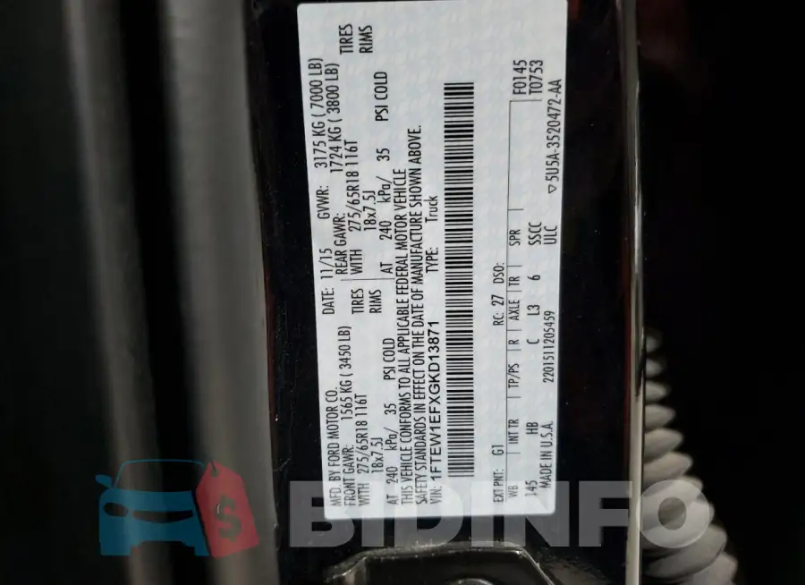 1FTEW1EFXGKD13871 Photo# 12