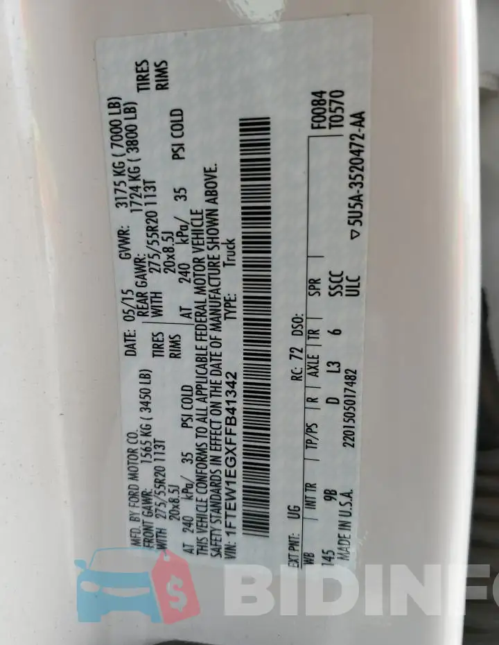 1FTEW1EGXFFB41342 Photo# 12