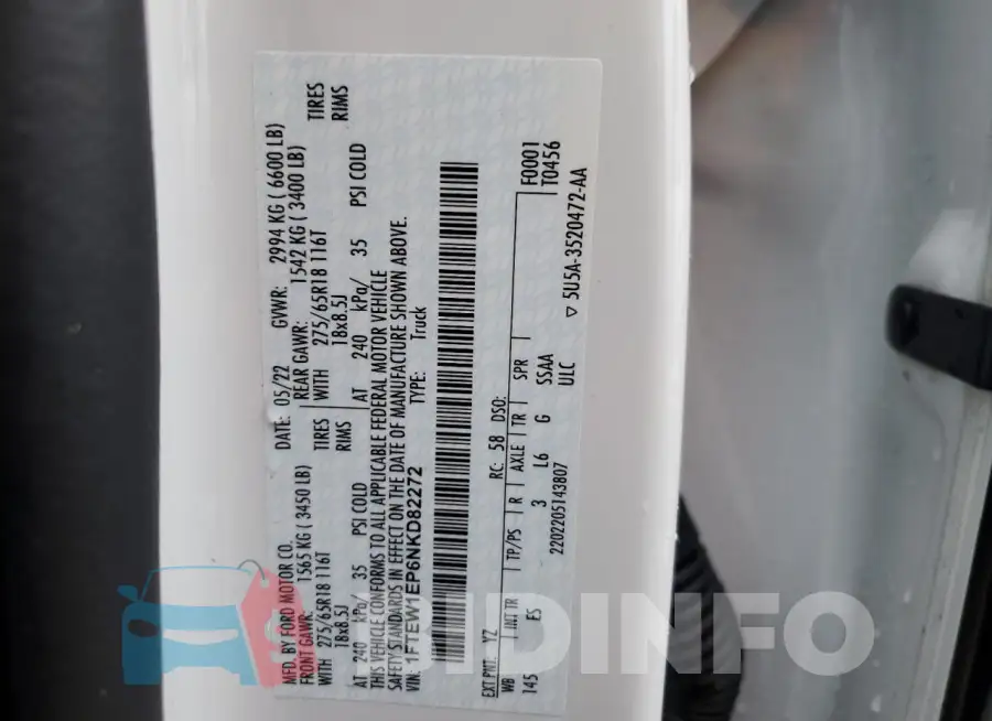 1FTEW1EP6NKD82272 Photo# 12